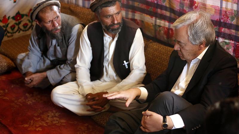 UN Secretary-General sits with community members in Afghanistan